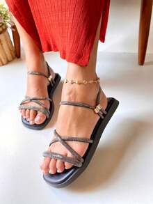 Women's Flat Sandals, Fashion Casual Style - 黑色 - 查看 2