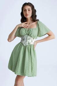 Corset Belt For Women Renaissance Wide Belt For Dresses - 綠花 - 查看 4