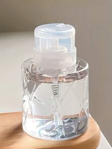 1pc 220ml Lockable Empty Pump Dispenser Refllable Bottle, Nail Manicure Cleaner Makeup Remover Container Press Bottle - Multicolor - View 10