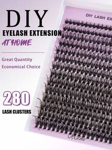 280 Stück Wimpernverlängerungs-Set, DIY Wimpernverlängerungs-Set mit einzelnen Wimpern-Clustern D-Krümmung, Wimpern-Cluster mit Wimpern-Kleber und -Versiegelung sowie Puderpuff, doppelseitiger Bürste und Wimpern-Applikator-Bürste für Selbstanwendung zu Hause (40D-50D) Wimpern-Cluster-Set, Wimpern, Kunstwimpern, geeignet für Reisen, täglichen Gebrauch für Anfänger, Hochzeiten, Dates, Partys, Festivals, sehr geeignet als Weihnachts-/Halloween-/Geschenk-Wimpernbündel