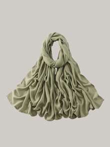 1 pieza Hiyab de viscosa modal sólido, pañuelo ligero y transpirable de moda, con acabado de puntada doble, artesanía refinada, pañuelo para mujer, adecuado para todas las estaciones