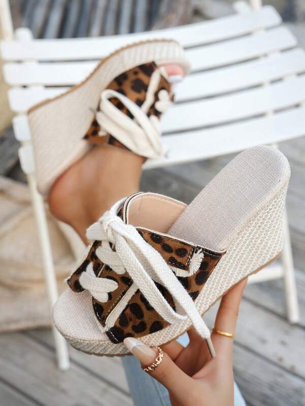 Sandálias Anabela Elegantes Ajustáveis com Cadarço para Mulheres, Sandálias Anabela de Plataforma com Bico Aberto e Tecido Trançado para o Verão