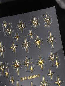 2 pezzi Adesivi per unghie con stelle francesi dorate e argentate, con strass, decorazioni per unghie 5D in metallo lucido a forma di stella, charms per unghie glitterati in stile Y2K, decorazioni fai-da-te per manicure