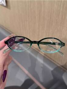 女士椭圆形全边透明镜片眼镜 - 轻便复古时尚眼镜，独特简约风格，复古小框，小脸，辣妹眼镜框，学生女轻便眼镜，素脸神器，椭圆形，百搭﻿ - 彩色 - 查看 5