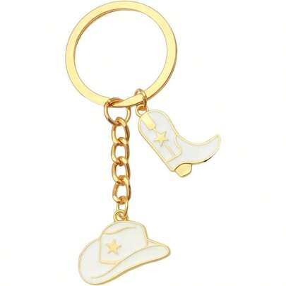 Western Cowboy Boots Keychain Cute Cowgirl Hat Shoes Keyring For Fashion Accessories Ideal For Keys Bags And Backpacks Stylish And Unique Design With Durable Material For Everyday Use