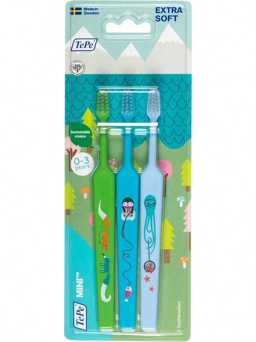 Cepillos Dentales Con diseño Para Niños TePe 0-3 Años- Mini Extra Soft 3 Piezas - 1 - Ver 1