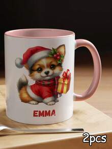 1/2/4 Pcs Customized Text Ceramic Mugs | Couple Personalized Mugs, Anniversary Gifts, Christmas Gifts, Christmas Morning Coffee Cups | Suitable For Couples, Lovers, Christmas Gift Buyers, Anniversary Celebrators, Romantic Gift Makers, Home Decor Enthusiasts, Daily Gift Givers, Customizable Text - Multicolor - View 23