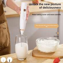 Spumator de lapte portabil, reîncărcabil USB, baterie de lungă durată de 1200 mAh - include 2 teluri din oțel inoxidabil, 3 viteze reglabile, potrivit pentru cafea, ciocolată caldă, milkshake, amestecare de ouă - baterie litiu durabilă, esențial pentru barista de cafea | Echipament modern de cafea - Multicolor - Vizualizare 8