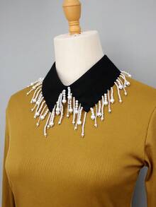 1pc Vintage Studded Pearl Beaded Detachable Collar, Handmade Luxury Sparkling Exaggerated Punk Style Collar For Women, Versatile Tassel Accessory For Dress For Christmas Decor,Graduation Outfit,Disco - Multicolor - View 6