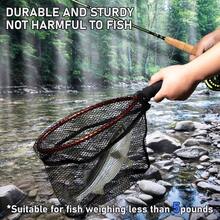 Fly Fishing Net With EVA Handle, Fishing Landing Aluminum Alloy Frame, Rubber Coated Mesh Trout Net Kayak Small Trout Steelhead, Bass, Salmon - Black - View 7