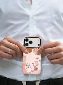 Two-In-One Film Phone Case, Cat Flowers Leaves Shapes Pattern Pattern Phone Case For IPhone 17 Pro Max, Simple And Elegant, Can Be Used For IPhone 11 12 13 14 15 16 17 Pro Max Plus And  S22 S23 S24 S25 Plus Ultra FE Phone Case - Nhiều màu - Xem 5