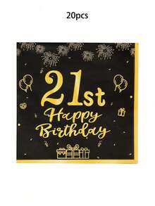 10pcs/50pcs/80pcs 21st Birthday Party Supplies Black And Golden 21st Years Old Party Paper Plates Dinner Plates Dessert Plates Cups Napkins Dinnerware Cheers To 21 Years Decorations Tablecloth Set Tableware Kit For Man Women Him Her Retirement Anniversasry Birthday Party Favors - 21 Years Old - View 7
