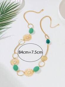 1 pieza Collar largo de mujer con flor hueca de resina colorida y estilo bohemio, accesorio y regalo