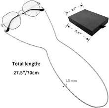 Lapanjuor Eyeglass Chain For Women Stylish,Stainless Steel Glasses Strap For Men Women,Eye Glasses Holders Around Neck - Silver Ripple Chain - 查看 2
