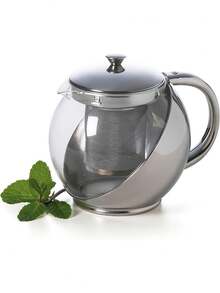 Tetera multifuncional con filtro, fabricada en vidrio transparente y acero inoxidable, ideal para preparar té, infusiones o café. Incluye tapa y filtro extraíble, y permite preparar té, café u otras bebidas. La tetera/hervidor de 500 ml está hecha de acero inoxidable y tiene forma esférica de vidrio. Es un práctico utensilio para preparar bebidas, ideal para la oficina y el hogar, y sirve para preparar té y otras infusiones.