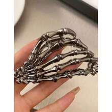 Horror Skeleton Claw Hair Clip Gothic Style Hair Accessory For Couples, Perfect For Easter Gift Street Devil Accessories Hair Clips Hair Jaw Clip Hair Clamps Hair Clutch Hair Catcher Clip, Halloween Accessories, School Stuff, College  Skull    Zinc Alloy    Metal - 黑色 - 查看 3