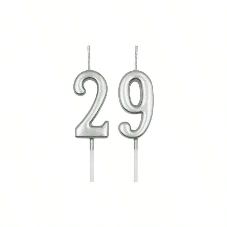 29th 92nd Birthday Candles, Silver Number 29 92 Candle Cake, Happy Birthday Cake Topper Decoration Birthday Anniversary Celebration Party Supplies - Silver - View 1