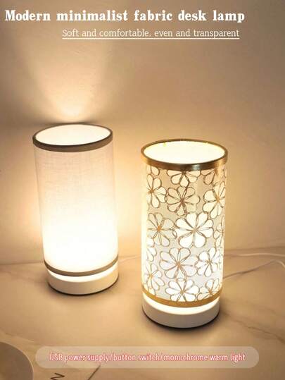 1 件现代创意圆柱形 LED 台灯，USB 供电，开关控制，温暖照明，适用于卧室、书房、客厅、餐厅、办公室装饰、圣诞节、感恩节、毕业典礼、成人礼、节日礼物、生日礼物