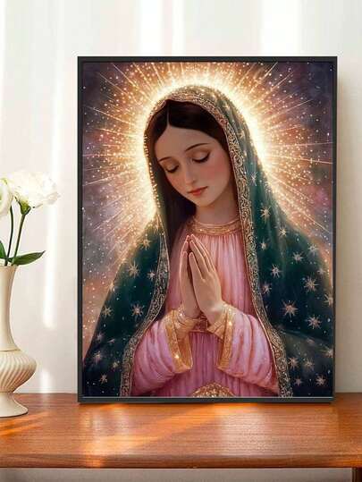 1 Set Of Frameless Diamond Painting Kit, Virgin Pattern, Size 30*40cm/11.8*15.8 Inches, 5D Full Circle Diamonds, Suitable As Mosaic Decorative Wall Art, Ideal DIY Handmade Gift