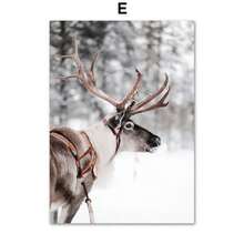 Pictură pe pânză cu peisaj de iarnă și zăpadă, artă de perete, elan, pin, peisaj din lemn, poster și imprimare pentru decor modern de Crăciun pentru casă - Multicolor - Vizualizare 8