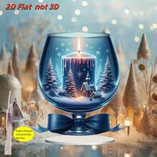 Urzekająca noc, szklana świeca bożonarodzeniowa i projekt domu – płaska dekoracja świąteczna z akrylu 2D, odpowiednia na werandę, do sypialni i salonu – najlepszy prezent świąteczny