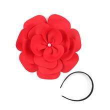 1pc Large Rose Flower Fascinators Hat Dainty Satin Fabric Big Camellia Flower Headband For Women Wedding Part Dance Clothes Accessories Jewelry Costume,For Summer Costume,Party - Flower Headband - View 18