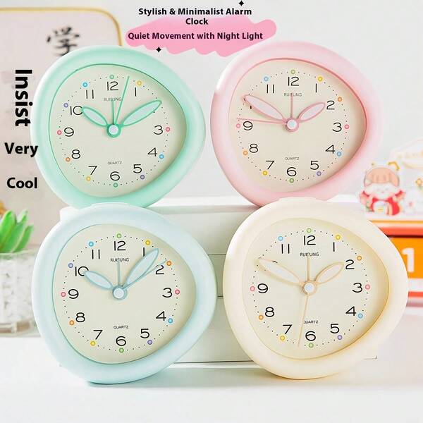 Fashion Simple Alarm Clock Cute Students Use The Clock To Mute When Walking Very Quiet Without Noise With Night Lights Convenient To Watch Time At Night Desktop Learning Desk Clock