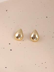 1/3/9 Pairs Elegant Geometric Water Drop C-Shaped Threaded Gold Tone Earrings Set, Suitable For Dates, Parties, Holidays, And Daily Wear