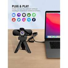 Full HD Webcam With Built-In Microphone And Rotatable Tripod, 1080P Video And Wide Angle Camera, Privacy Cover, For Desktop PC Or Laptop Computer{"Style":"1080PWebcamwithType-CCable"} - Webcam 1080P với loại cáp CC - Xem 7