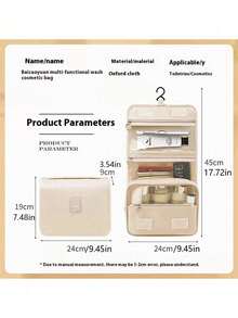 大容量旅行洗漱包,便携式悬挂化妆包,化妆品收纳包,美容工具收纳包,轻便洗漱用品化妆包,化妆品收纳盒,干湿分离收纳包,适用于口红、唇线笔、眉笔、眼影盘、护肤品、面部护理收纳,旅行必需品, - 彩色 - 查看 7