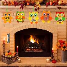 6-Piece Owl Autumn Craft Kit: Halloween/Thanksgiving/Christmas DIY Foam Sticker Set, Handmade & Holiday Decoration (1 Trial Pack, Color Randomly Assorted) #CraftKit #HolidayDecoration #AutumnCraft #FoamStickerKit