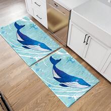 1 szt. mata podłogowa w stylu wieloryba i morza, dywan przypominający wełnę, wysoka absorpcja wody, łatwa do czyszczenia, odpowiednia do dekoracji domu, gospodarstwa wiejskiego, na werandę, do wnętrz, dekoracji pokoju, kuchni, jadalni, małego biura/biura domowego, do zlewu, pralni, mata podłogowa, mata kuchenna i nie tylko. - Wielokolorowe - Zobacz 13