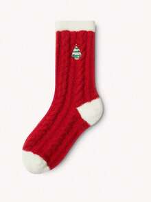 1 Paar Damen Dicke Fleece Weihnachts Socken, warm und gemütlich für den Innenbereich, geeignet für Weihnachten und den täglichen Outfit