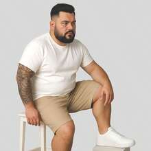 EVOLUTION PLAY Kit 2 Bermuda Shorts Twill Men's Plus Size 48 Or 58 Extra Large - 藍米色 - 查看 6