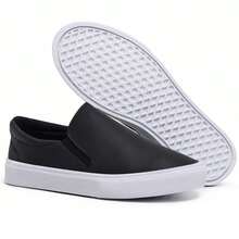 Men's Black White Casual  On Yacht Sneakers, Laceless, Easy To Wear, Fashion, Lightweight, Soft, Comfortable, Everyday - 黑與白 - 查看 3