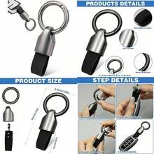 Car Chain Clip Leather Keychain Fob Chain Rings Car Keys Holder With  Men - 黑色 - 查看 1