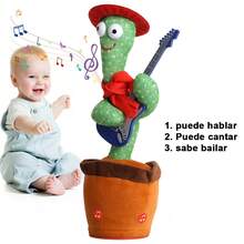 Dancing Cactus Toys, Talking Dancing Cactus Singing Record Imitate Repeat What You Say Toy With 120 English Songs Electronic Lighting Plush Cactus Gifts, Fun Creative Electric Plush Cactus (USB Charging), Singing Dancing Cactus LED Luminous Toy Funny Plush Doll For Kids - 紅色 - 查看 3