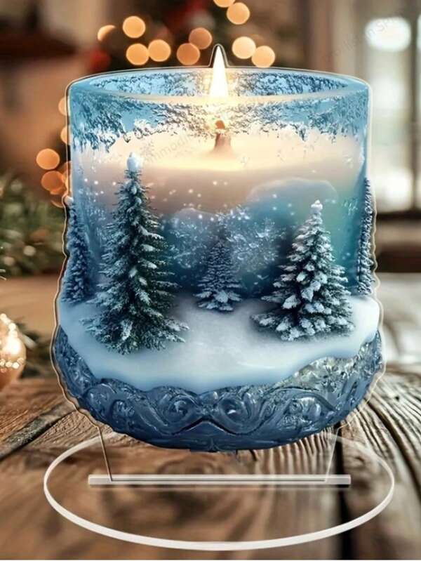 1 pezzo Decorazione natalizia classica in acrilico 2D piatta a forma di candela - Adatta per camera da letto, soggiorno, caffè, regalo perfetto per le vacanze per famiglia e amici