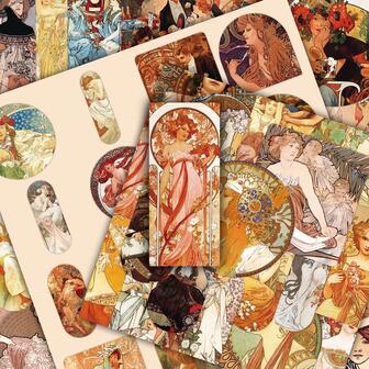 50pcs Mucha's Art Nouveau Inspired Vintage European Style Creative Decorative Stickers For Bookshelves, Mugs, Glasses Cases
