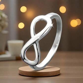 1 pièce Bague délicate de forme infinie, design unique. Cadeau pour elle/lui pour la Saint-Valentin