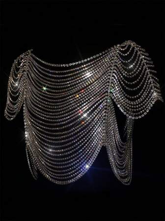 Fashionable Sexy Glamorous Tassel Top, Bra Chain Jewelry, Multilayer Crystal Body Chain