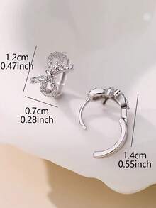 1 Pair Hollow Butterfly Cubic Zirconia Encrusted Elegant Chic Lightweight Copper Hoop Earrings, Sophisticated Quality, Suitable For Everyday Casual Wear