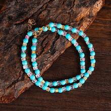 2pcs/Set Turquoise Guardian Pendant Necklace, Double Layer Turquoise & Multicolor Crystal Necklace For Men & Women, Jewelry Gift For Mother's Day, Christmas, Wedding Anniversary