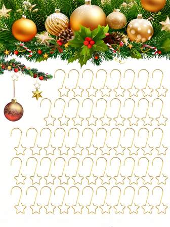 20 piezas - Ganchos de adorno dorados para árbol de Navidad, decoraciones para fiestas en el hogar. Colgadores de metal en forma de estrella para adornos, anclajes, calcetines navideños, pequeños adornos, bolas, bombillas. Ganchos, alfileres y clips para decoración interior y exterior; Decoraciones navideñas, arreglos para escenas de boda, decoración navideña para el hogar, árbol de Navidad, decoraciones para el árbol de Navidad, boda, decoración de habitaciones, decoración del hogar;
