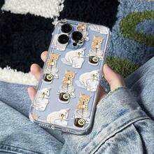 Funda creativa para teléfono Adorables felinos disfrutando de bebidas Funda transparente - Funda de teléfono premium de TPU suave y resistente a los golpes compatible con iPhone 17, 16, 15, 14, 13, 12, 11 Pro Max, 14 Plus, 12 Mini, X, XS Max, XR, 8, 7 Plus Funda suave y resistente a los golpes para chicas y mujeres - 1 pieza - Ver 6