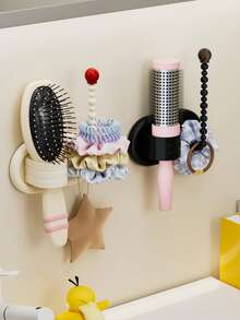 1pc Hair Comb Storage Rack, Hair Band Storage Rack, 2 In 1 Storage Rack, No Drilling Required, Suitable For Most Combs, Suitable For Home Or Salon Use, Space-Saving Hygienic Design, Suitable For Showers And Sinks, Bathroom Wall-Mounted Storage Rack - Multicolor - View 1
