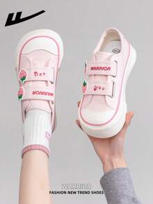 1 Pair WARRIOR Women's Thick Sole Lace-Up Soft Bottom Casual Shoes, Low-Top Outdoor Flat Shoes For Summer, Round Toe Low Heel Solid Color Elegant Soft Bottom Hiking Shoes Suitable For Students Taking Graduation Photos, Women Low-Top Leather Sneakers