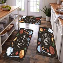 3pcs Kitchen Mat Set Thickened Coral Fleece Floor Mats Non-Slip Carpets Suitable For Bedroom, Living Room, Kitchen Door Non-Slip Absorbent Carpets Christmas