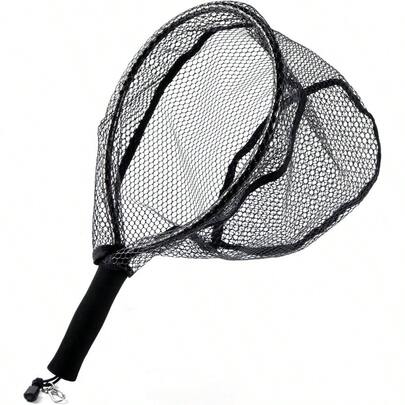 Fly Fishing Net With EVA Handle, Fishing Landing Aluminum Alloy Frame, Rubber Coated Mesh Trout Net Kayak Small Trout Steelhead, Bass, Salmon