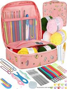 59pcs/131pcs Crochet Set, Handmade Gift For Boyfriend/Girlfriend, Pet Accessories Crochet, DIY Beginner Crochet Full Set With Yarn, Portable Knitting Tools, Basic DIY Crochet Tools With Yarn, Craft Tool Kit
